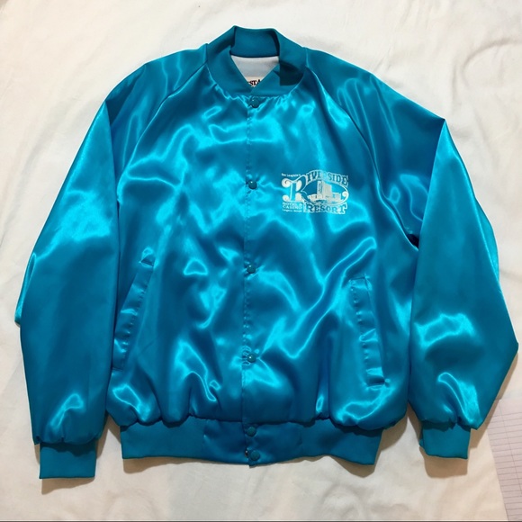 Vintage Other - 80s Blue Vintage Bomber Jacket Riverside Resort